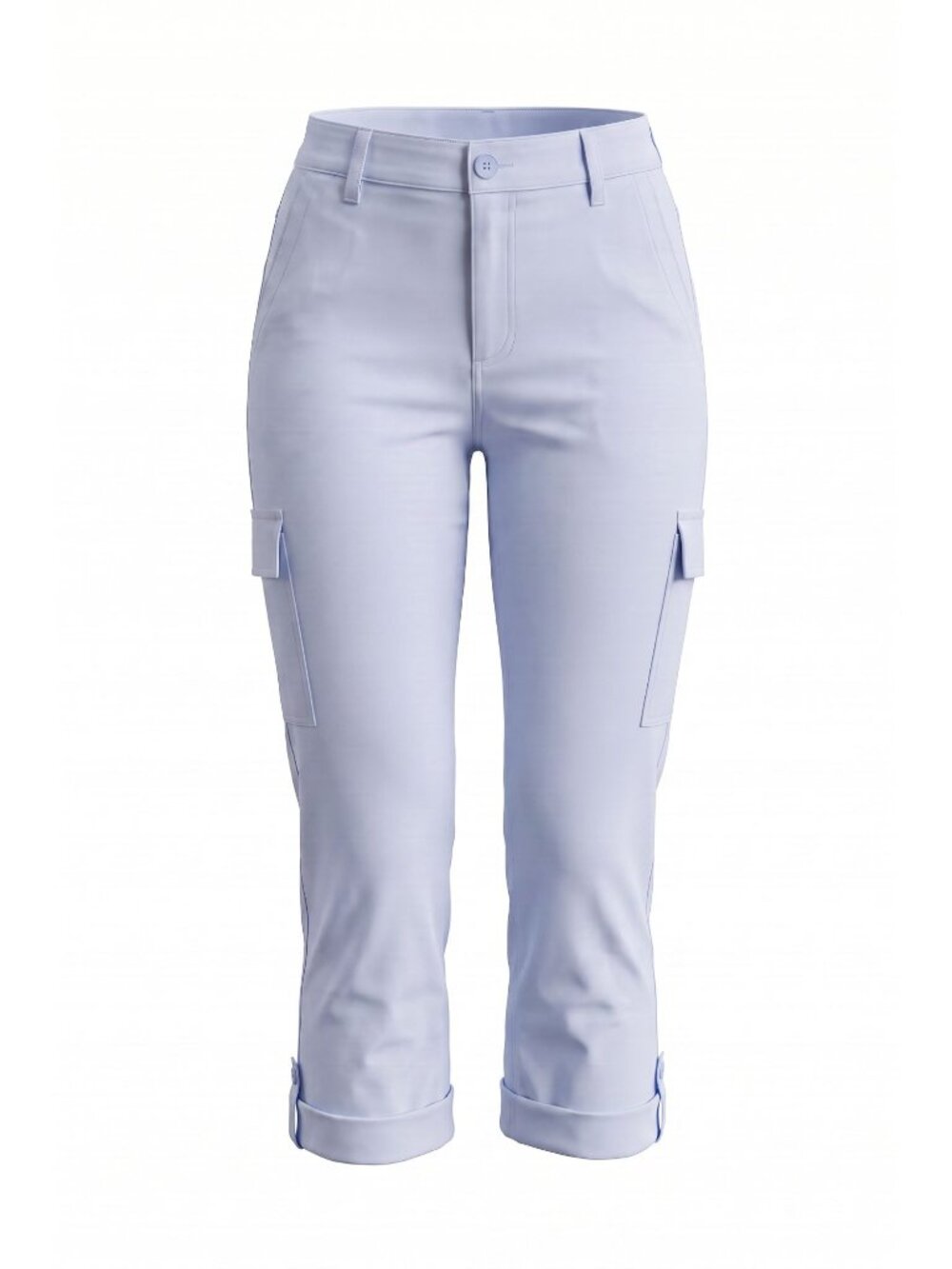 Gloria Vanderbilt Womens Cargo Capris Size 14 Light Blue Stretch Cotton NWT